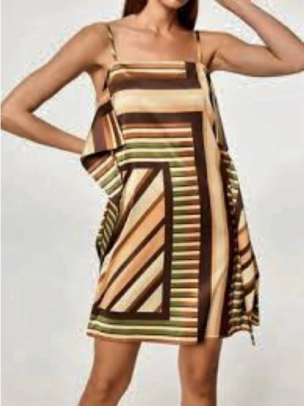Geometric Mini Dress in Orange & Green Like New